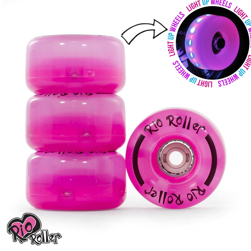 Rio Roller, Light Up Quad Roller Disco Skate Wheels, Pink Frost Quad Skates Rio Roller 