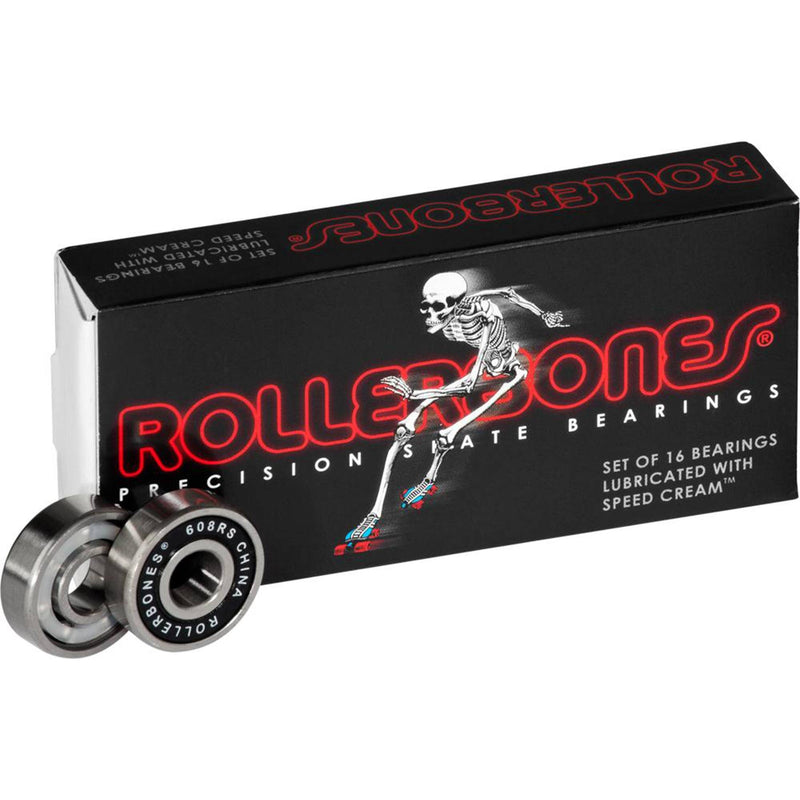 Rollerbones Precision Skate Bearings 16 Pack, Black Skates Rollerbones 