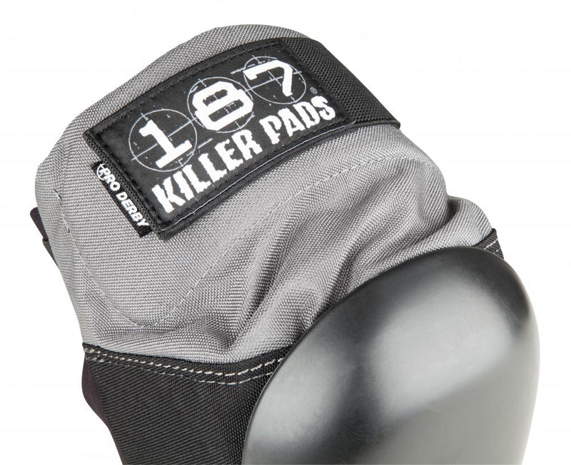 187 Protection Adult Killer Pad Set Pro Derby Knee Pads, Grey/Black