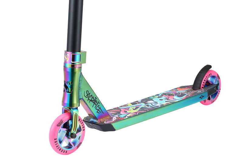 Sacrifice Scooters Flyte 100 V2 Complete Stunt Scooter, Neo Pink Graffiti
