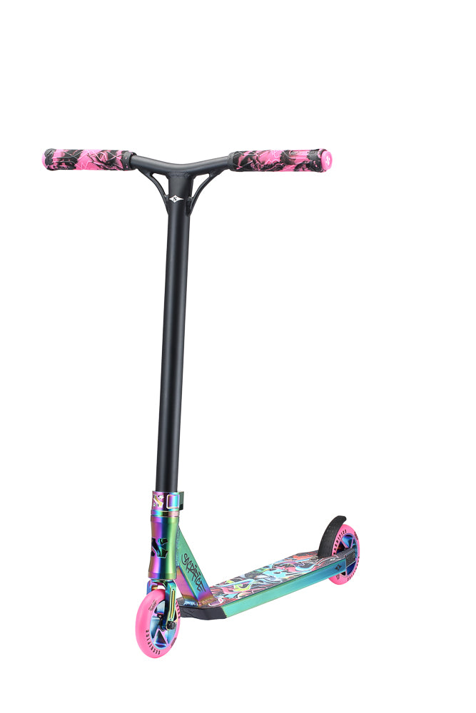 Sacrifice Scooters Flyte 100 V2 Complete Stunt Scooter, Neo Pink Graffiti