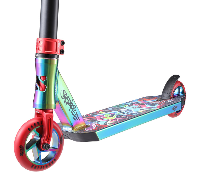 Sacrifice Scooters Flyte 115 V2 Complete Stunt Scooter, Neo Red Graffiti