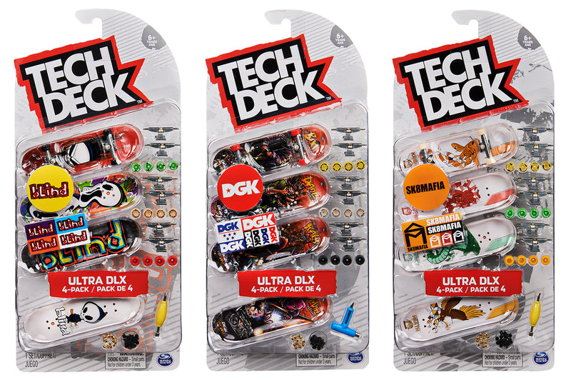 Tech Deck Fingerboards Classic Mini Hand Skateboard 4 Pack, Assorted Design