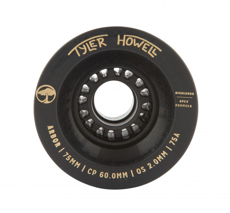 Arbor Longboards Highlands Tyler Howell 75a 75mm Signature Skateboard Wheel, Black