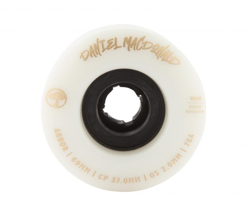 Arbor Skateboards Vice Daniel MacDonald Wheels 78a 69mm, White  (Set Of 4)