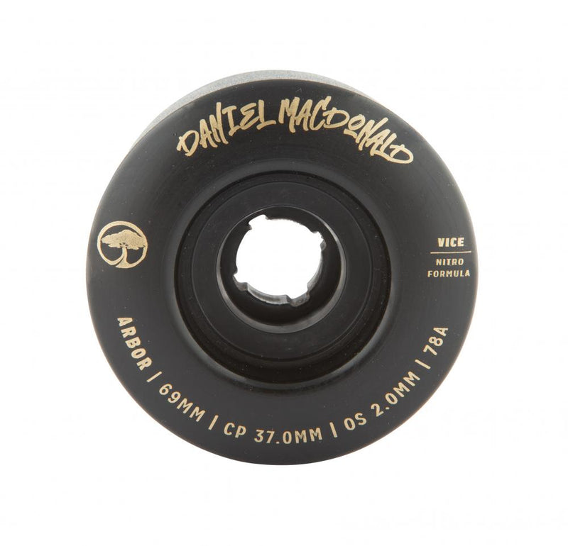 Arbor Skateboards Vice Daniel MacDonald Wheels 78a 69mm, Black  (Set Of 4)