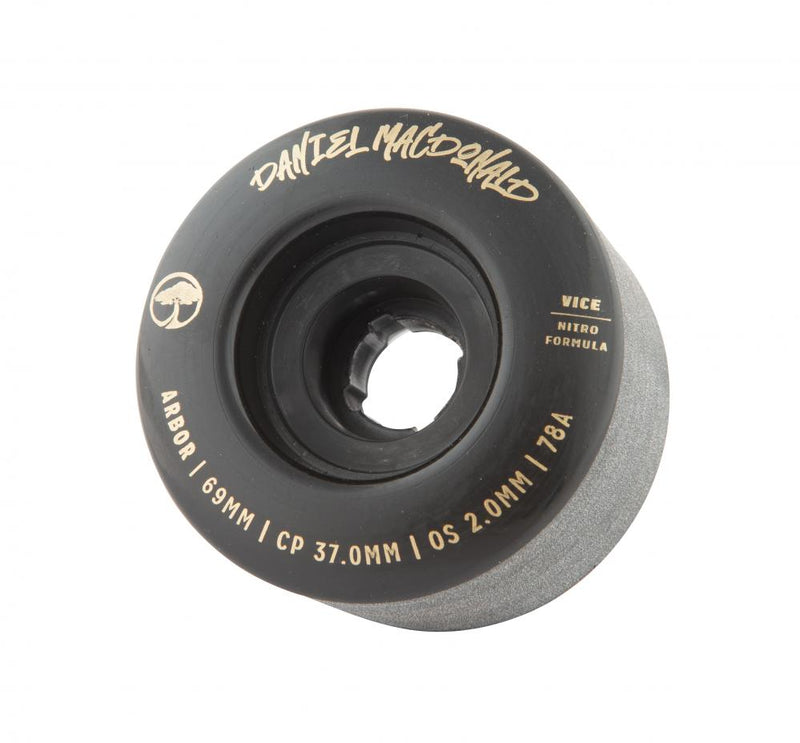 Arbor Skateboards Vice Daniel MacDonald Wheels 78a 69mm, Black  (Set Of 4)