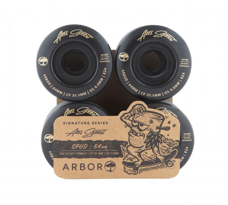 Arbor Skateboards Axel Serrat Spud Wheels 82a 64mm, Black  (Set Of 4)