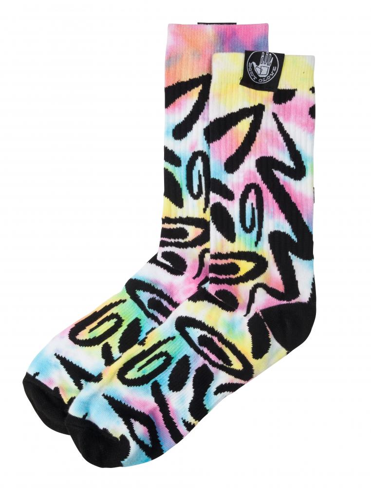 Body Glove Diatribe Skate Socks 2 Pack, White/Tie Dye