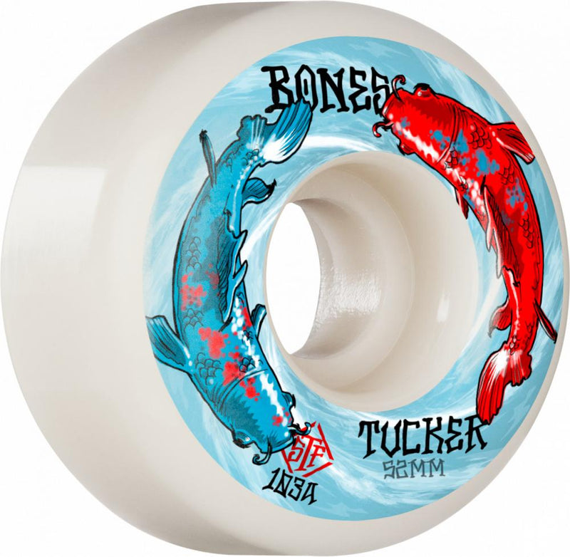 Bones Wheels Tucker Big Fish 103A V1	 Skateboard Wheels White, 52mm  (Set Of 4)