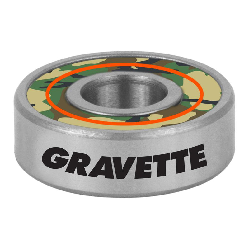 Bronson Speed Co. Gravette Signature G3 Skateboard Bearings 8 Pack, Camo