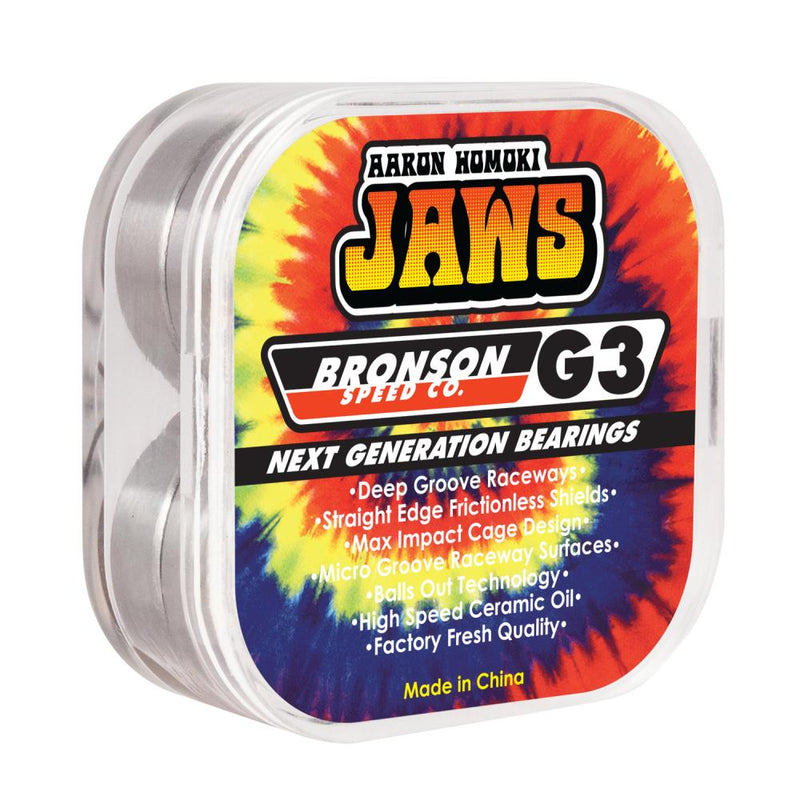Bronson Speed Co. Jaws Signature G3 Skateboard Bearings 8 Pack, Tie Dye