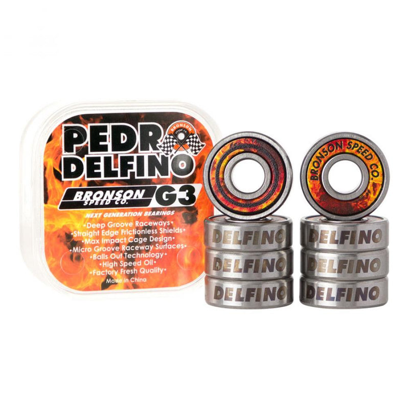 Bronson Speed Co Pedro Delfino Pro G3 Skateboard Bearings, Gold