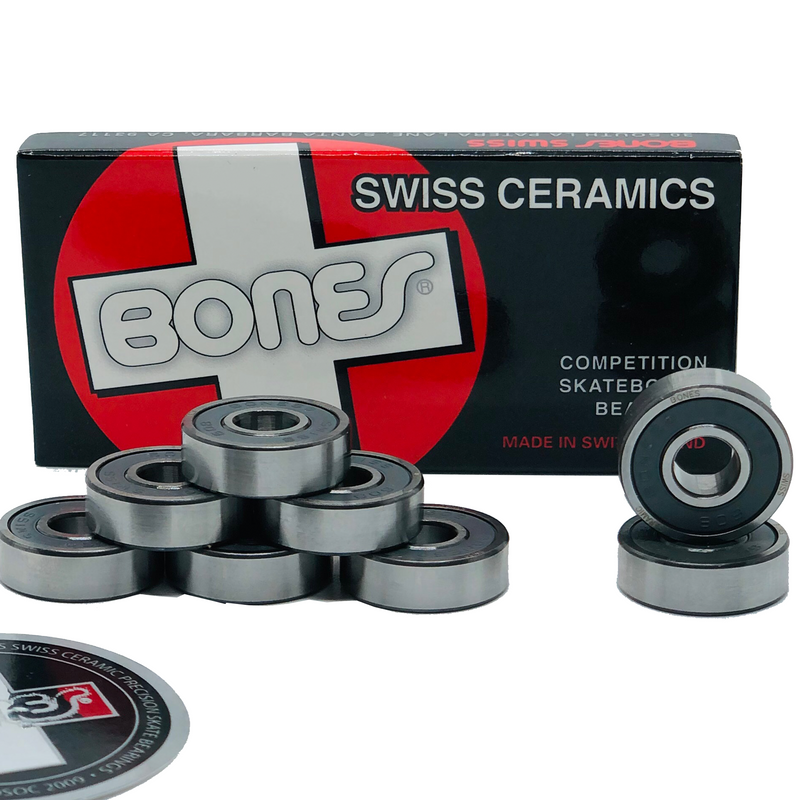 Bones Bearings Super Swiss Ceramic Skateboard / Roller Derby Bearings, 8 Pack