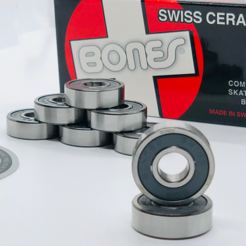 Bones Bearings Super Swiss Ceramic Skateboard / Roller Derby Bearings, 8 Pack