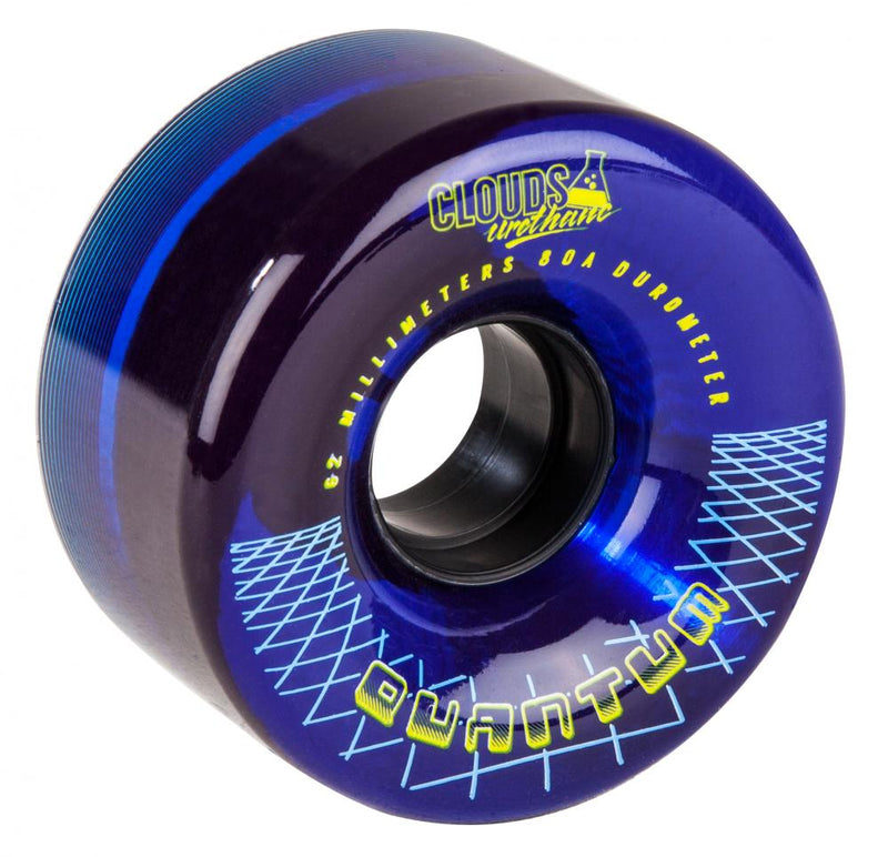 Clouds Urethane Quantum 80a Quad Skate Wheels 62mm, Clear Blue  (Set Of 4)