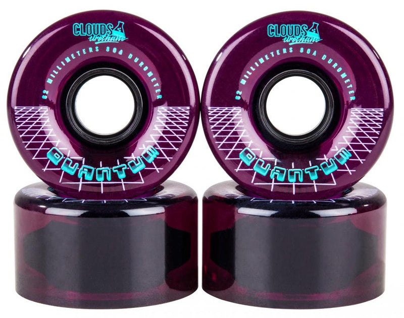 Clouds Urethane Quantum 80a Quad Skate Wheels 62mm, Clear Purple  (Set Of 4)
