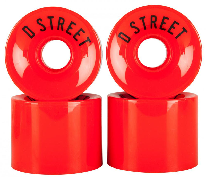 D Street Skateboards 59 Cent 78A Wheels, Red  (Set Of 4)