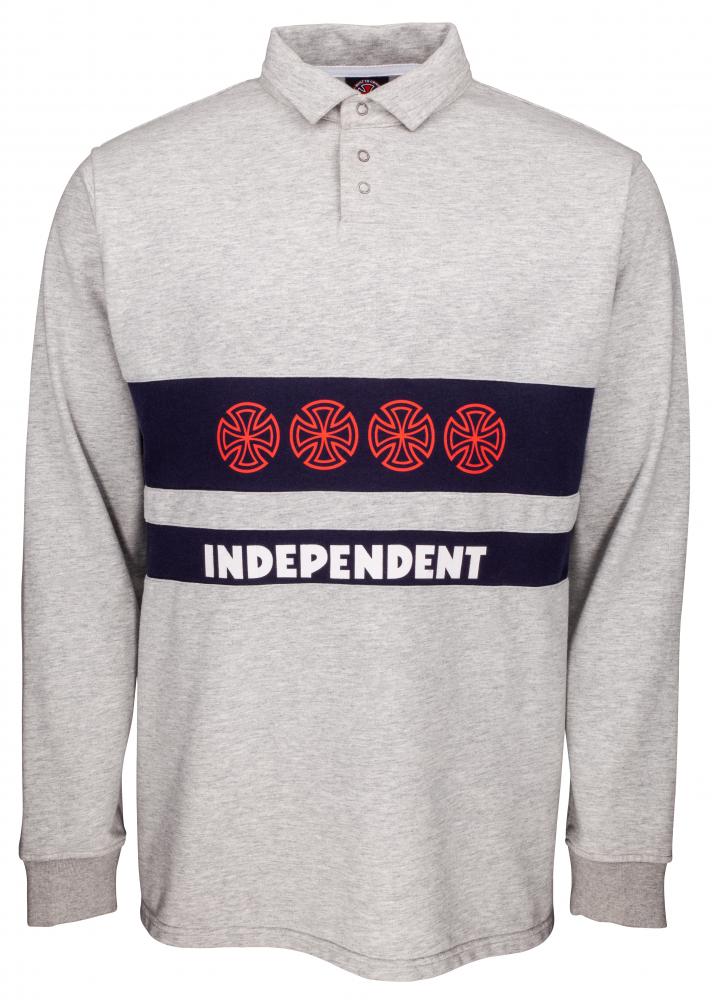 Independent Truck Co Crosses Polo Crew Skateboard Long Sleeve Polo Jumper, Navy/Athletic Heather