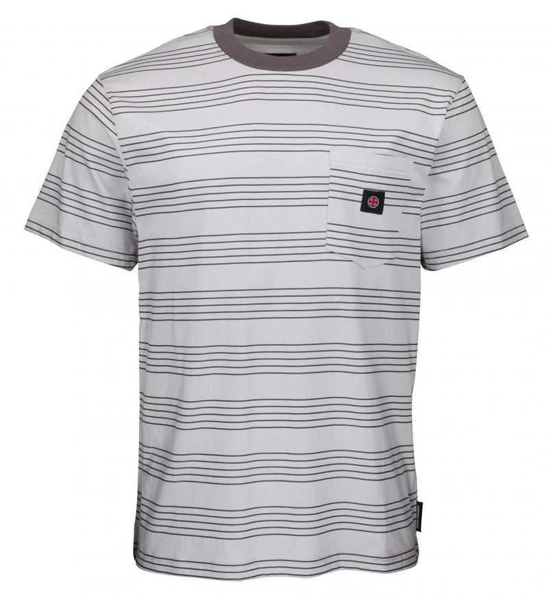 Independent Truck Co Hachure Pocket T-Shirt Skateboard T-Shirt, Light Grey/Charcoal