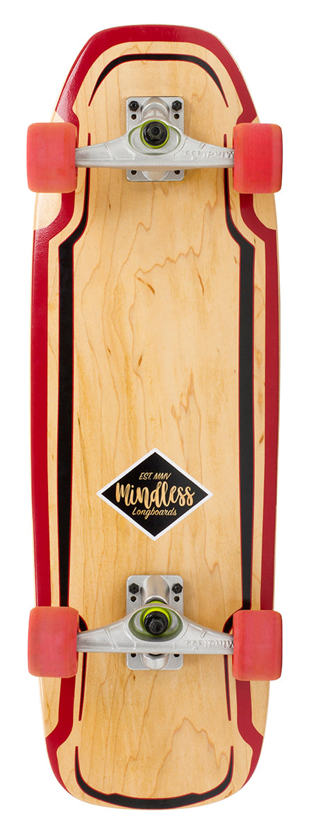 Mindless Longboards Surf Skate Complete Longboard, Maroon