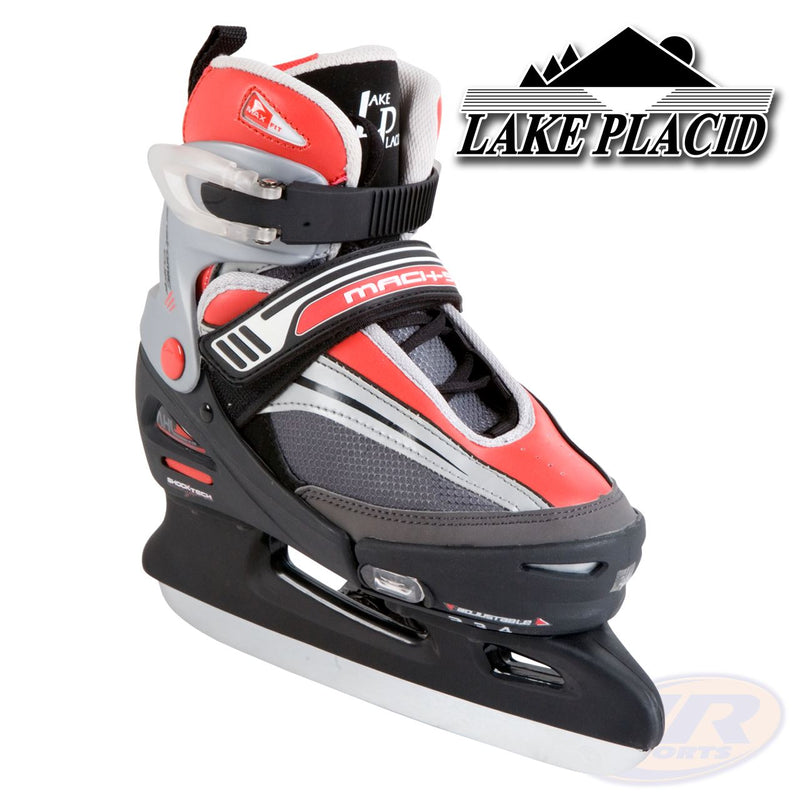 Lake Placid Adjustable Mach 5 Ice Skates, Black/Red
