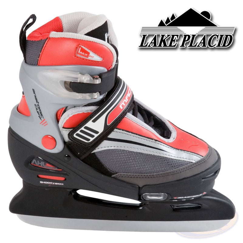 Lake Placid Adjustable Mach 5 Ice Skates, Black/Red