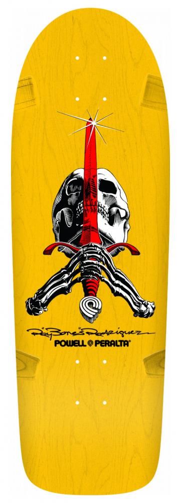 Powell Peralta Skateboards OG Rodriguez Skull & Sword 166 10" Skateboard Deck, Yellow