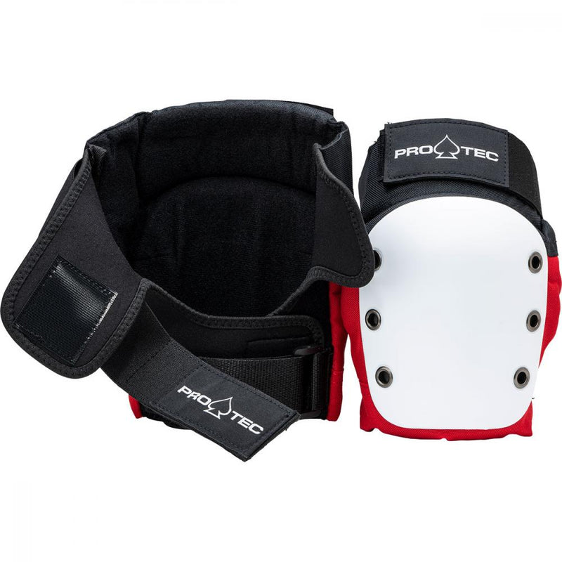 Pro Tec Safety Gear Knee/Elbow Double Pad Set, Red/White/Black