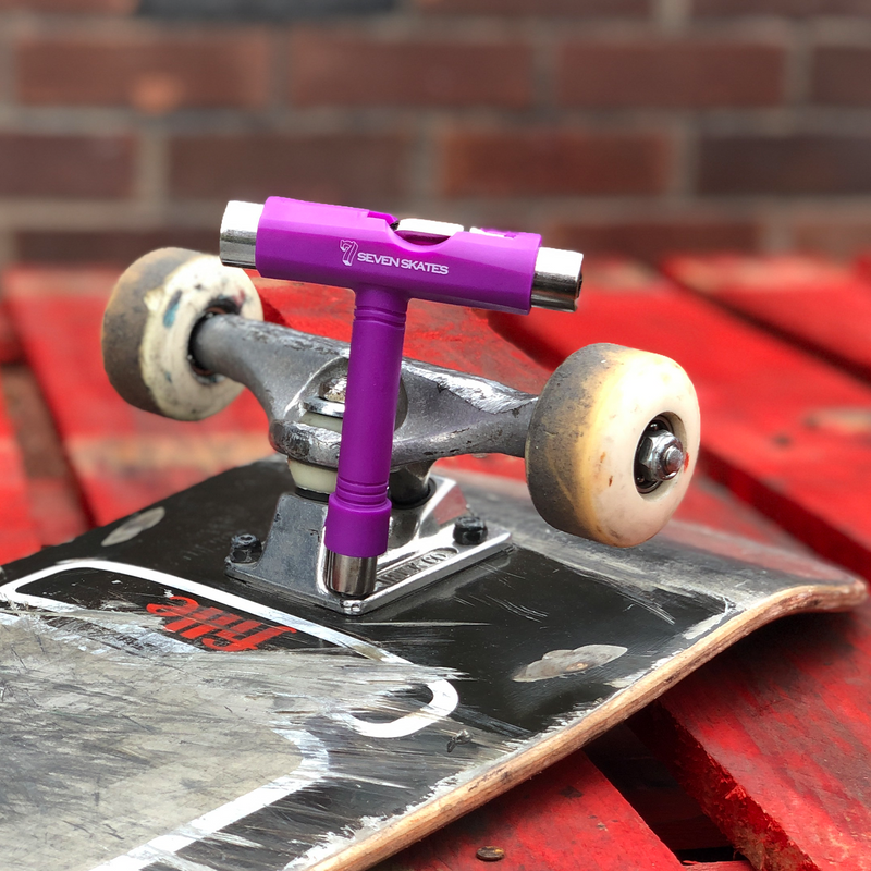 Seven Skates Skate Tool, 5 Way Skateboard T-Tool + Allen Key, Purple