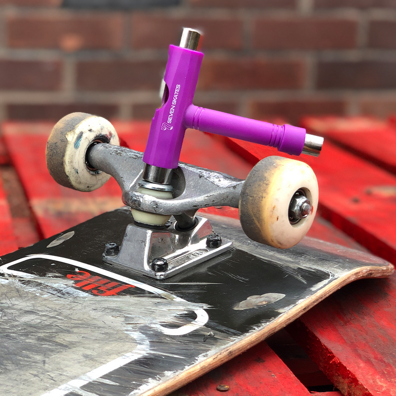 Seven Skates Skate Tool, 5 Way Skateboard T-Tool + Allen Key, Purple