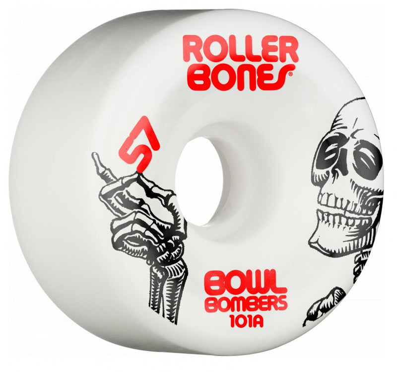 Rollerbones Wheels Bowl Bombers 101a Quad Skate Wheels 57mm, White  (Set Of 4)