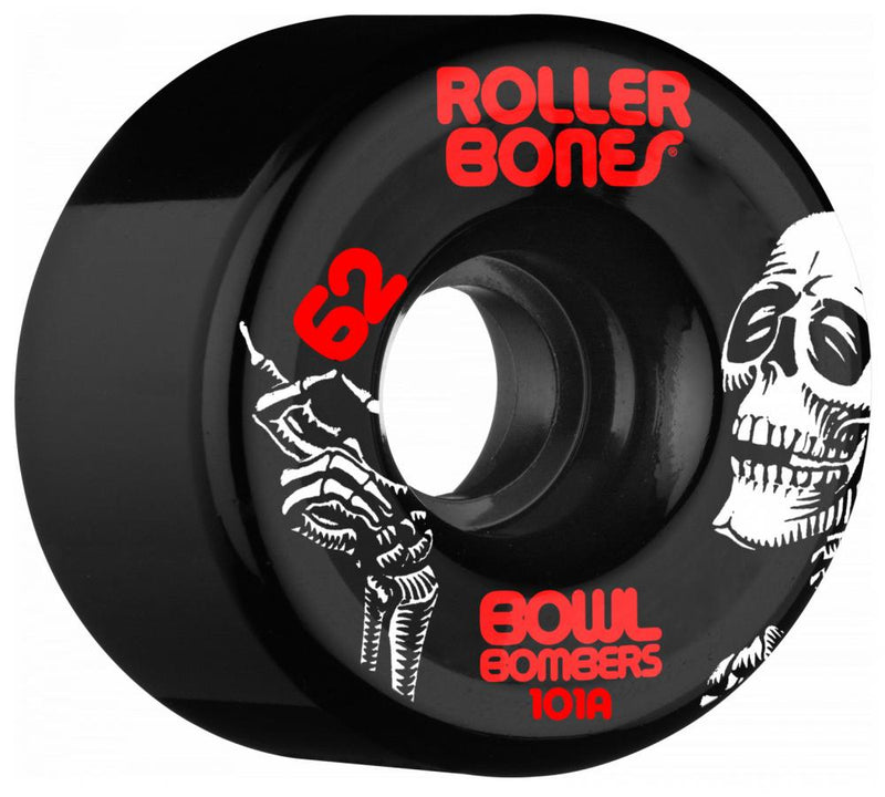 Rollerbones Wheels Bowl Bombers 101a Quad Skate Wheels 62mm, Black  (Set Of 4)