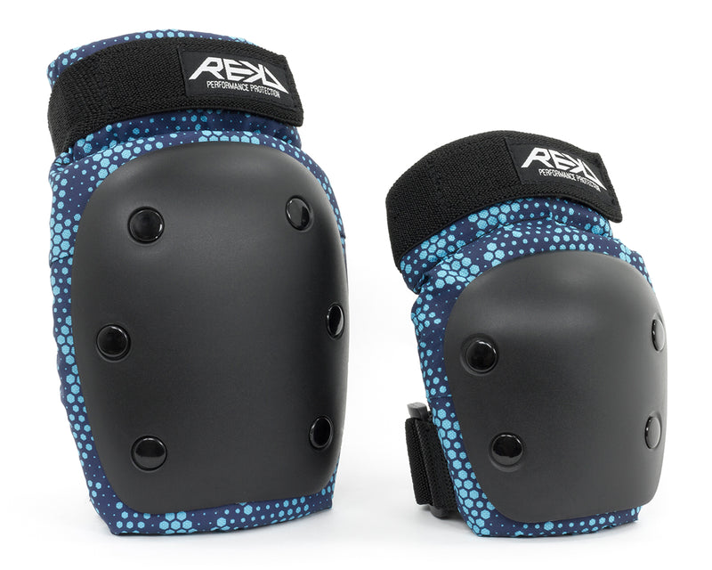 REKD Protection Heavy Duty Skate Double Pad Set, Black/Blue
