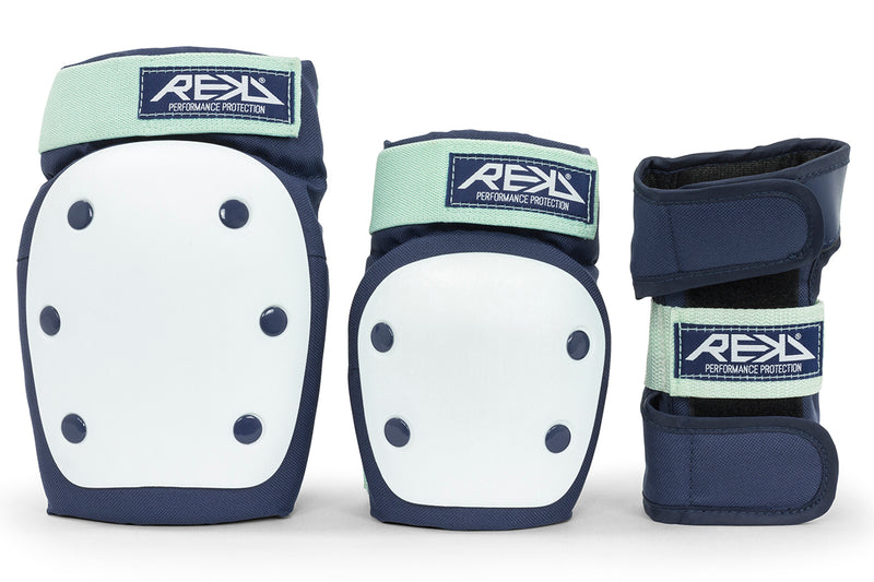 REKD Protection Heavy Duty Skate Triple Pad Set, Blue/Mint