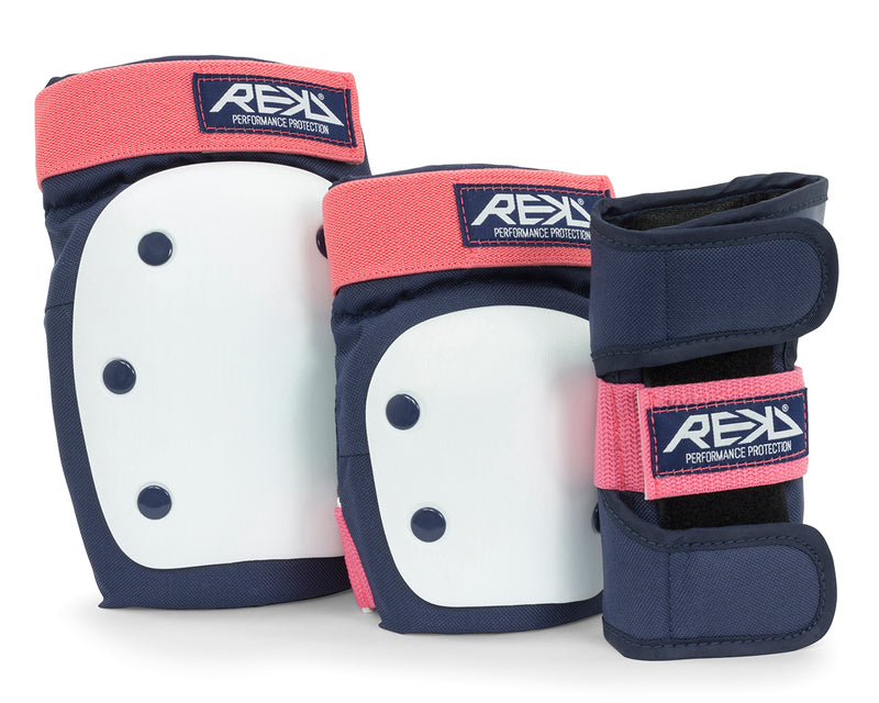 REKD Protection Heavy Duty Skate Triple Pad Set, Blue/Pink