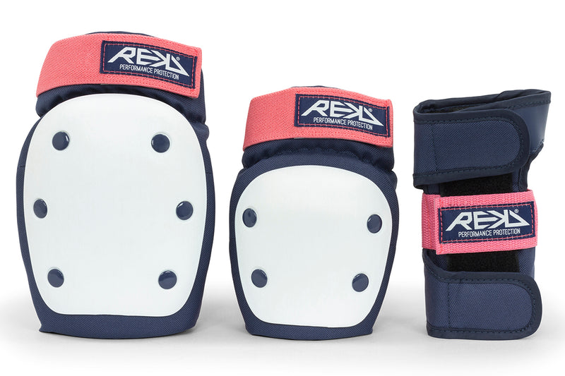 REKD Protection Heavy Duty Skate Triple Pad Set, Blue/Pink