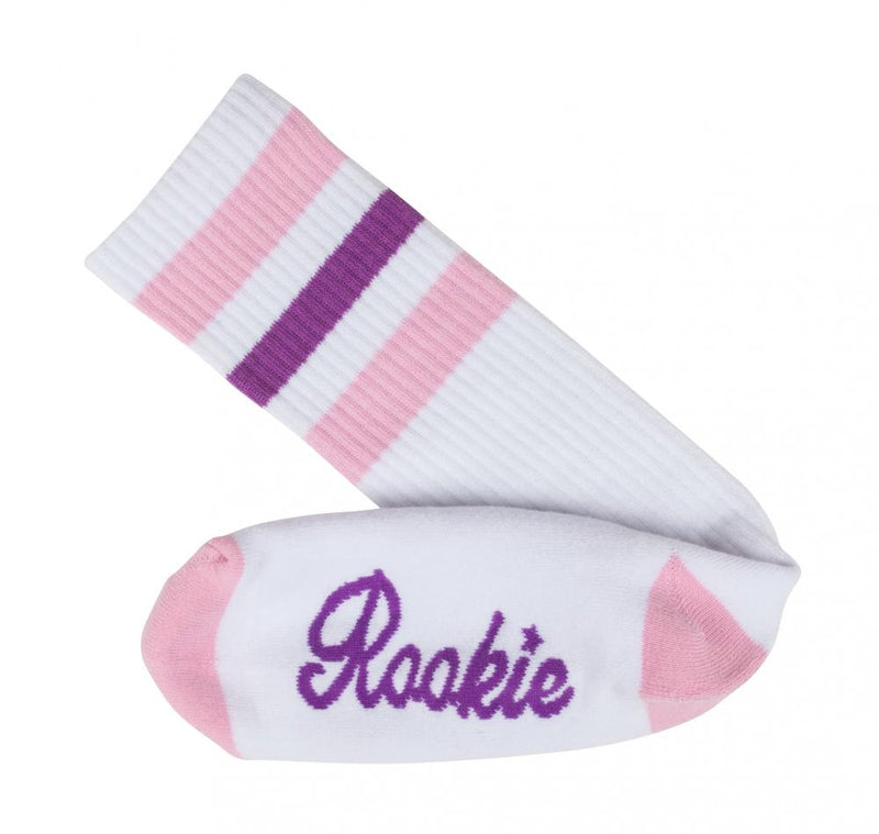 Rookie Skates Roller Derby Quad Skate Calf High Socks 16" White/Pink