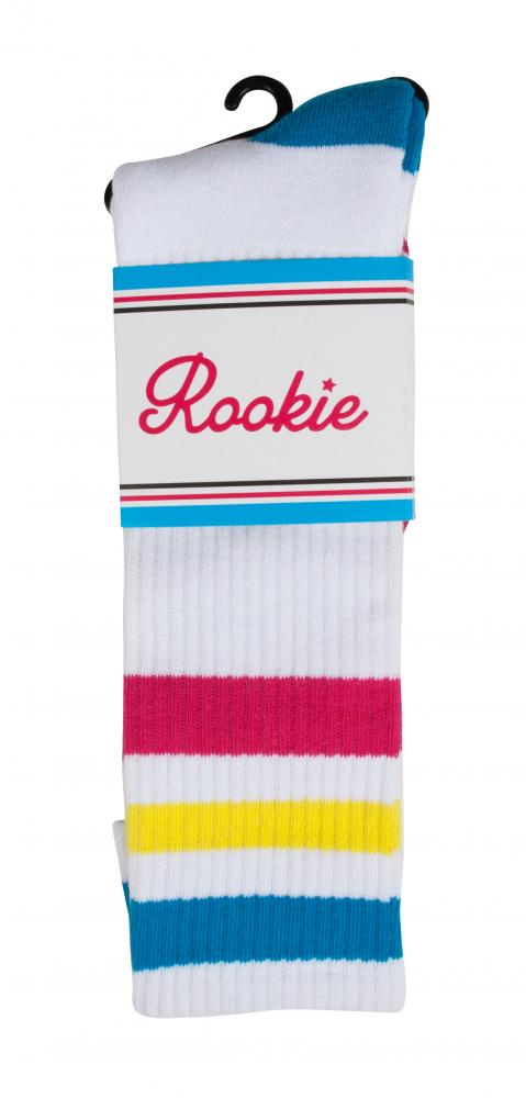 Rookie Skates Roller Derby Quad Skate Calf High Socks 16" White/Multi