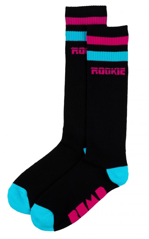 Rookie Skates Roller Derby Quad Skate BUMP Calf High Socks 16" Black/Pink