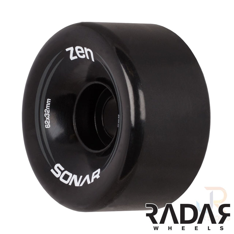 Sonar Zen 62mm Skateboarding Wheels, Black  (Set Of 4)