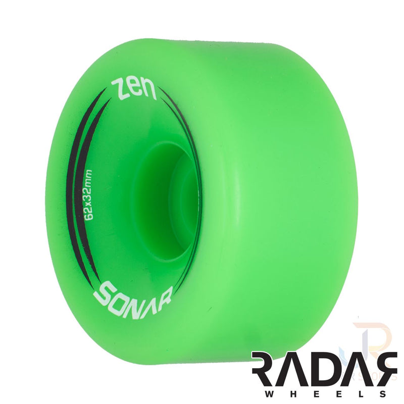 Sonar Zen 62mm Skateboarding Wheels, Green  (Set Of 4)
