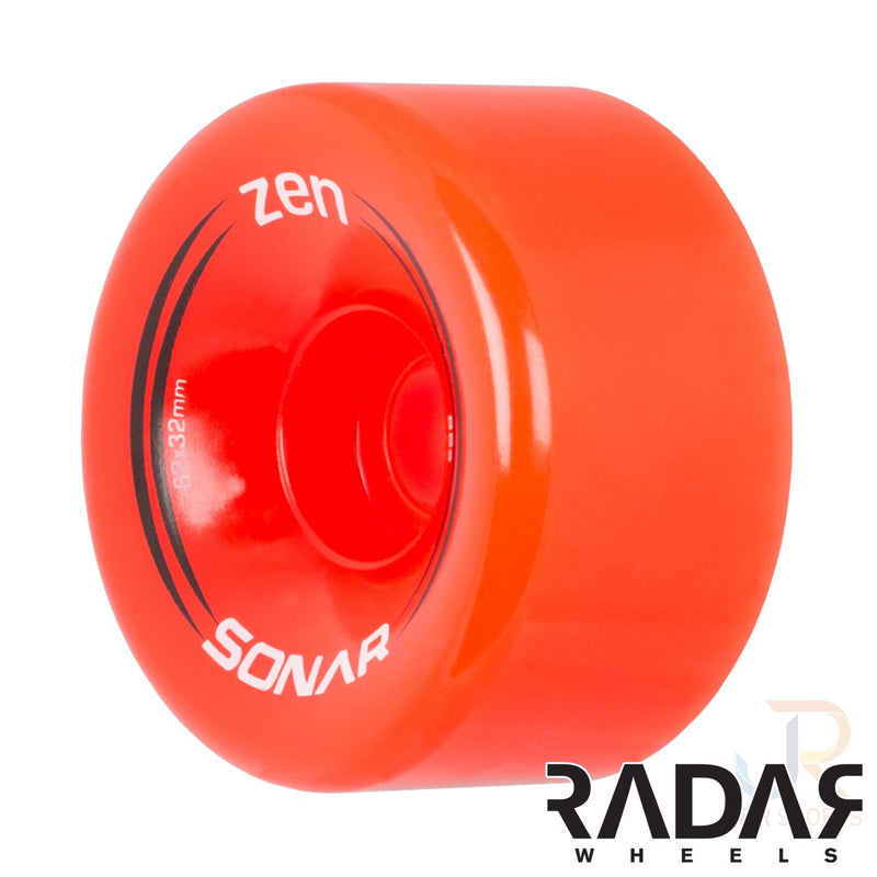 Sonar Zen 62mm Skateboarding Wheels, Red  (Set Of 4)