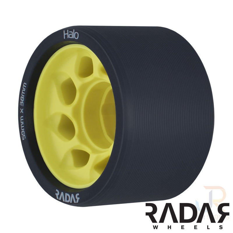 Radar Skates Halo 59mm/91a Wheels, Charcoal/Yellow 4 Pack  (Set Of 4)