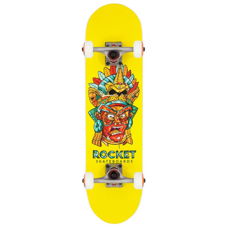 Rocket Skateboards Mini Mask Aztec Kids Complete Skateboard 7.375, Yellow Skateboard Rocket 