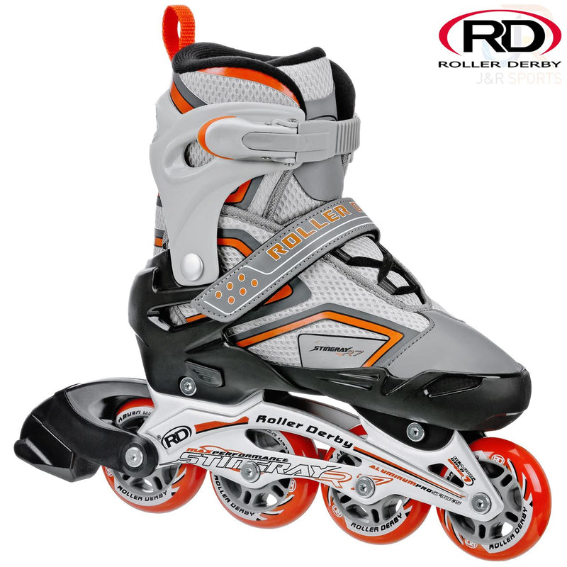 Roller Derby R7 Stingray Adjustable Inline Skates, Grey/Orange (UK11-1)