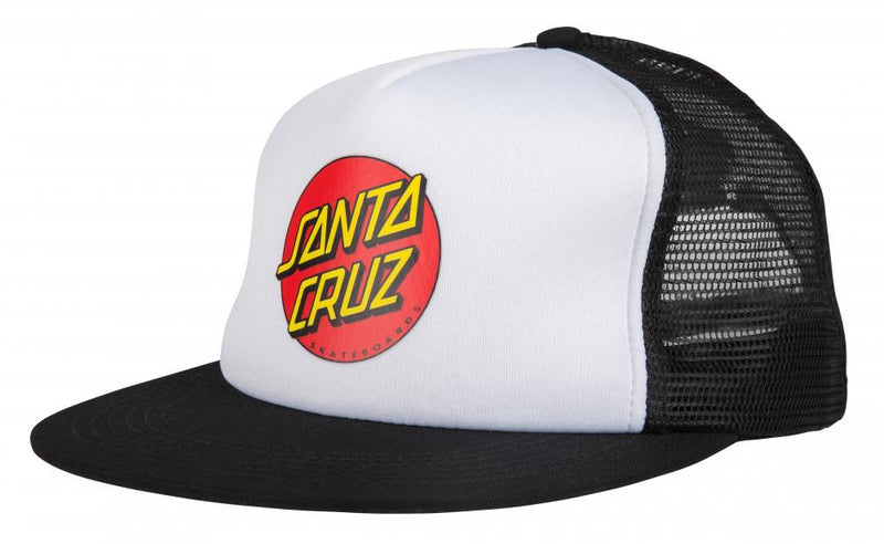 Santa Cruz Skateboards Mesh Classic Dot Snapback Cap, White/Black