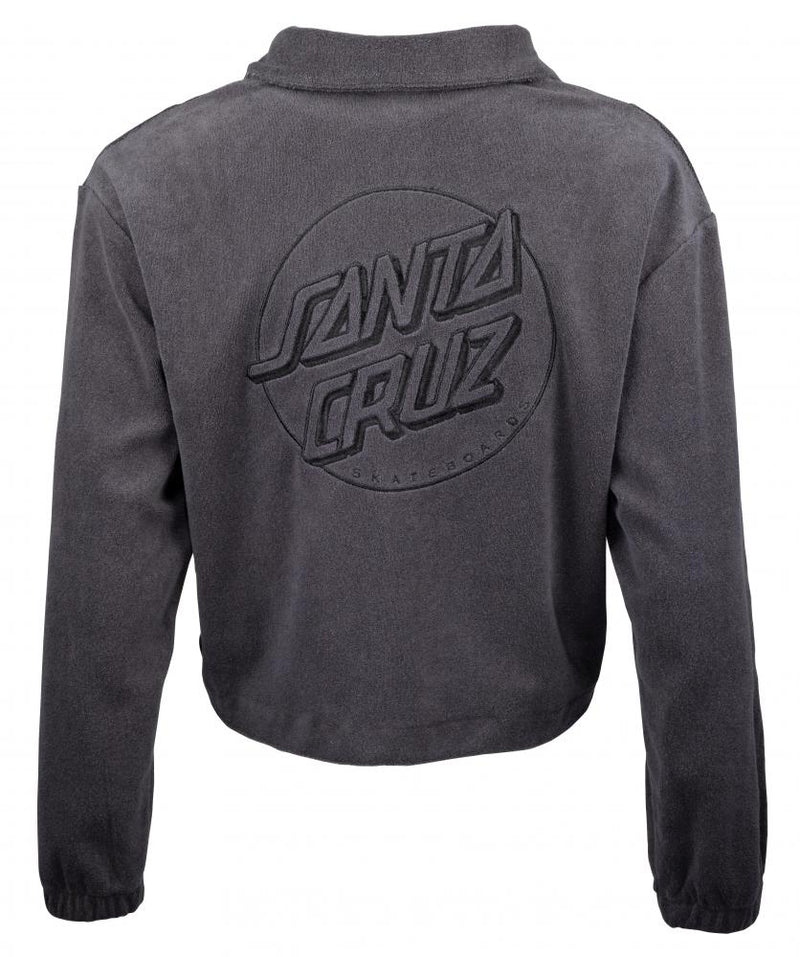 Santa Cruz Skateboards Opus Dot 1/2 Zip Crew Woman's Skateboard Sweatshirt, Washed Black