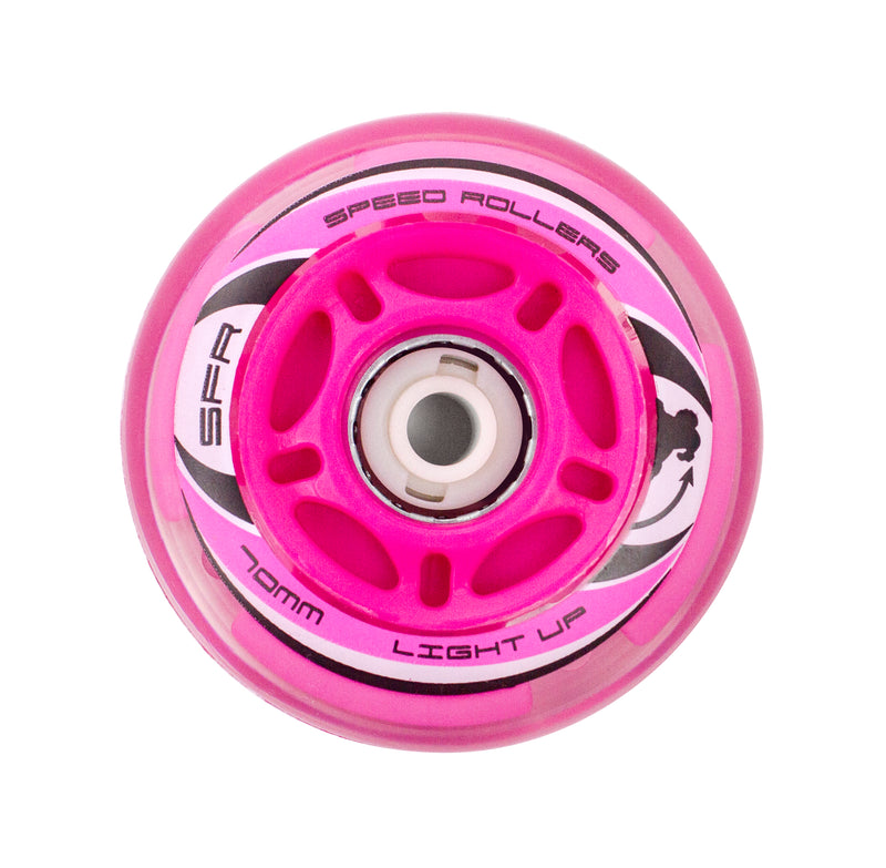 SFR Skates Team Light UP Inline Skate Wheels 72mm, Pink