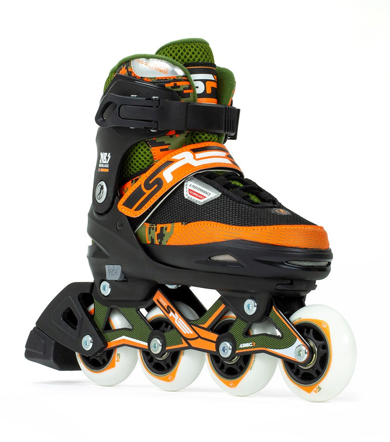 SFR Skates Pixel Adjustable Children's Inline Skates - Green / Orange